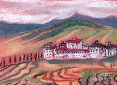 Dzong from a distance Painting by Duygu Kivanc - Fine Art America