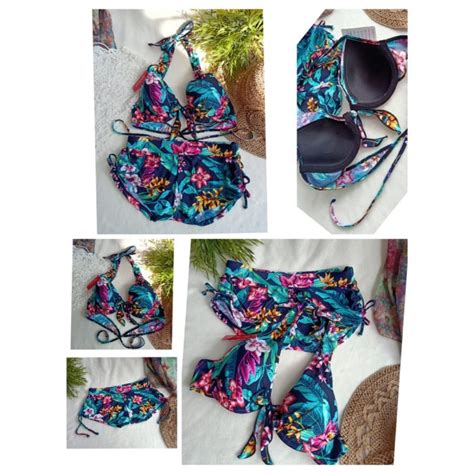 Jual BK 3313 VO3 HITAM CORAK BUNGA HIJAU BIKINI PANTAI BUSA DAN