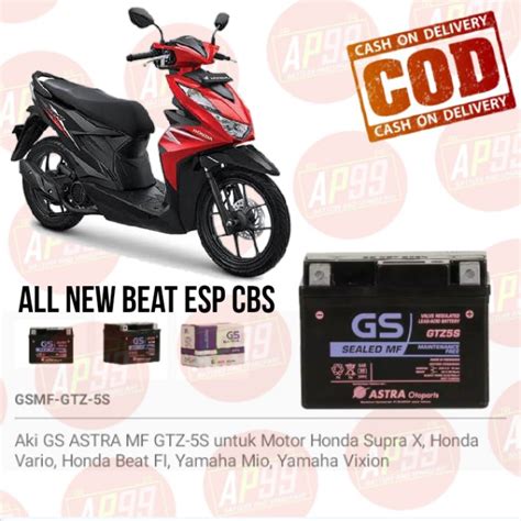 Jual Aki Motor Honda All New Beat Esp Cbs Accu Kering Gtz S Kering Mf