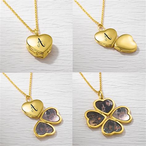 Collier M Daillon Photo Personnalis Tr Fle Quatre Feuilles Amour