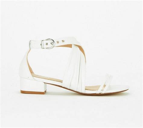 White Low Heel Sandals