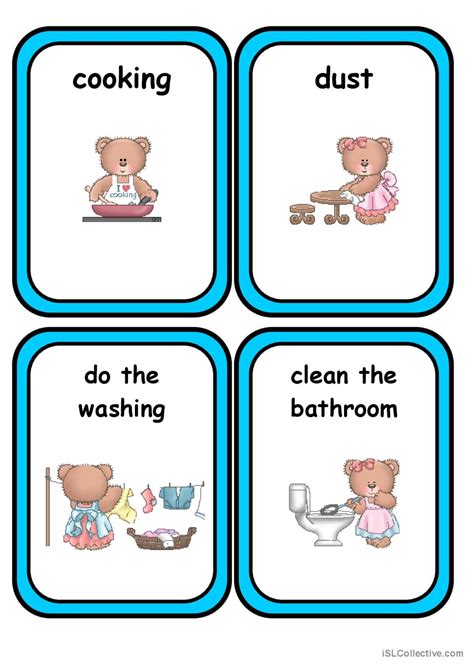 Household Chores Vocabulary Flashcar English Esl Worksheets Pdf Doc