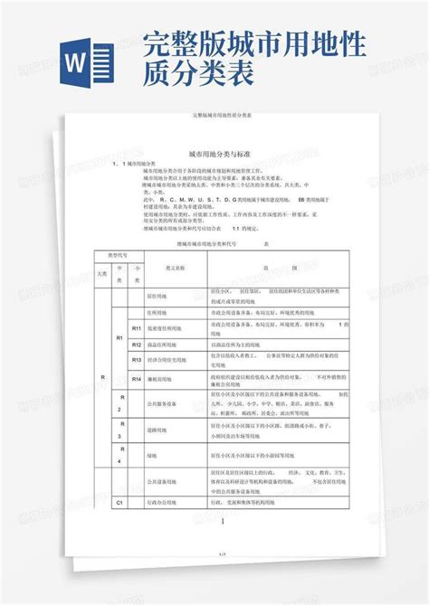 完整版城市用地性质分类表word模板下载编号qxyyybyk熊猫办公