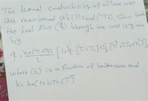 Answered The Thermal Conductivity Of A Plane Bartleby