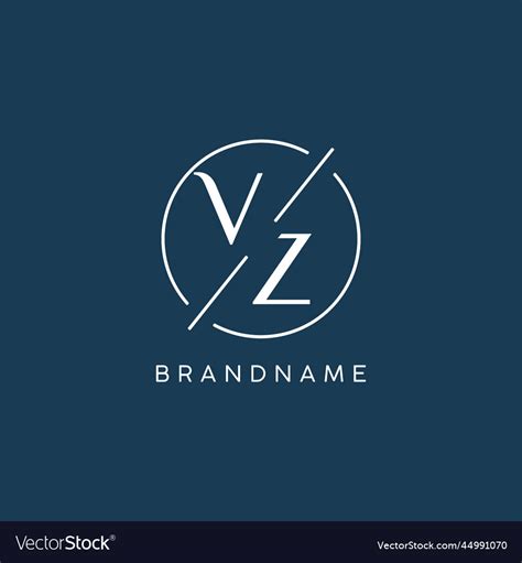 Initial Letter Vz Logo Monogram With Circle Line Vector Image