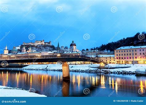 Beautiful View Of The Historic City Of Salzburg With Salzach River In