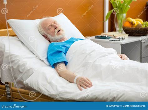 Senior Man In Hospital Bed Stock Image Image Of Person