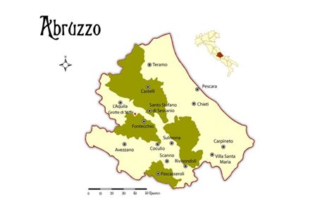 Map And Places To Go In The Abruzzo Region In Italy