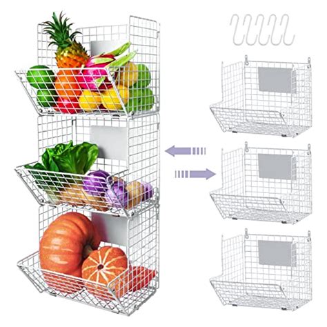 X Cosrack Metal Wire Basket Wall Mount 3 Tier Wall Storage Basket