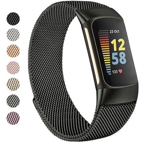 Vancle Metal Bands For Fitbit Charge 5 Stainless Steel Mesh Loop With Magnetic Clasp For Men