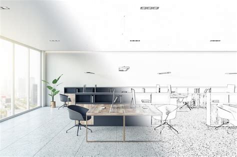 Premium Photo | Design project of a modern office with an open plan ...