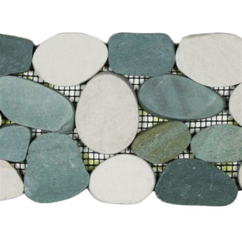 Hand Made Pebble Tile Sea Green And White 1 Sq Ft Use Etsy