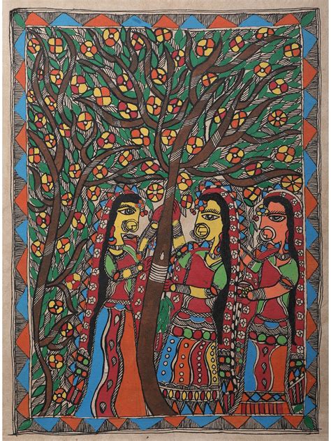 Vat Savitri Madhubani Painting On Handmade Paper By Ajay Kumar Jha