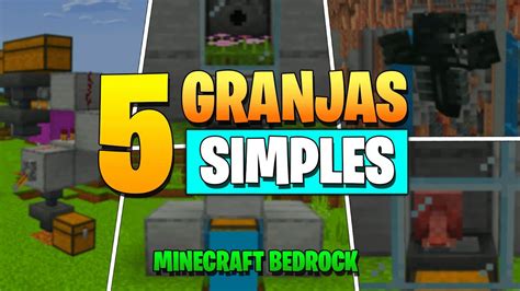 5 Granjas Simples Para Minecraft Bedrock 120 Y 121 Youtube