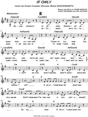 If Only from Descendants [2015] - Leadsheet Sheet Music to download and ...