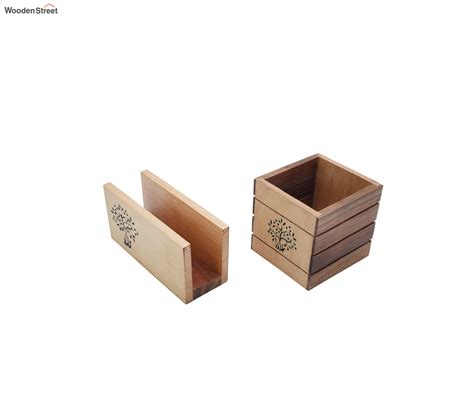 Buy Tree Of Life Sheesham Beech Wood Cutlery Holder And Napkin Holder