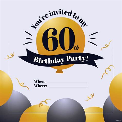 60th Happy Birthday Invitation Vector In Illustrator Svg  Eps