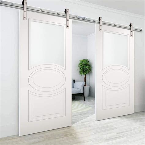 Buy Modern Double Barn Door X Inches With Opaque Glass Mela