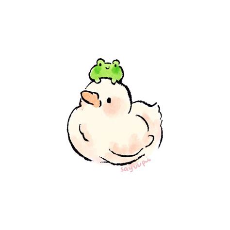 Duckling And Frog By Sayuupi In 2022 Cute Doodles Cute Cartoon