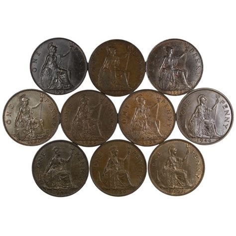 Pennies 10 With A Selection Of Key And Semi Key Dates Including 1903