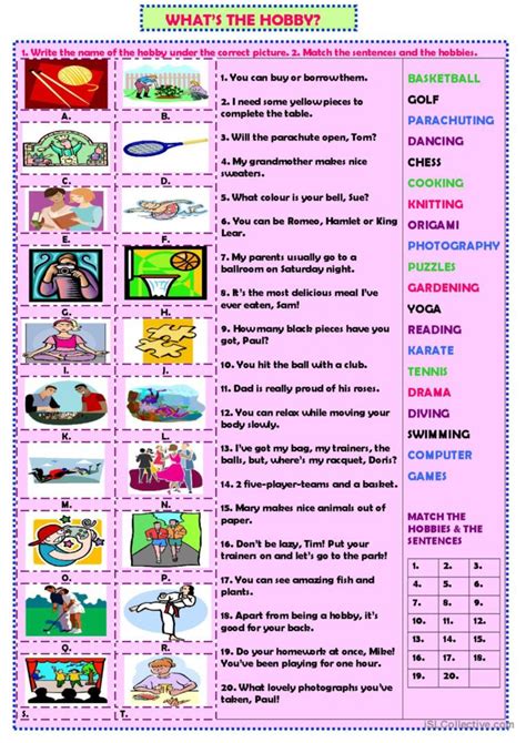 What S The Hobby English Esl Worksheets Pdf And Doc