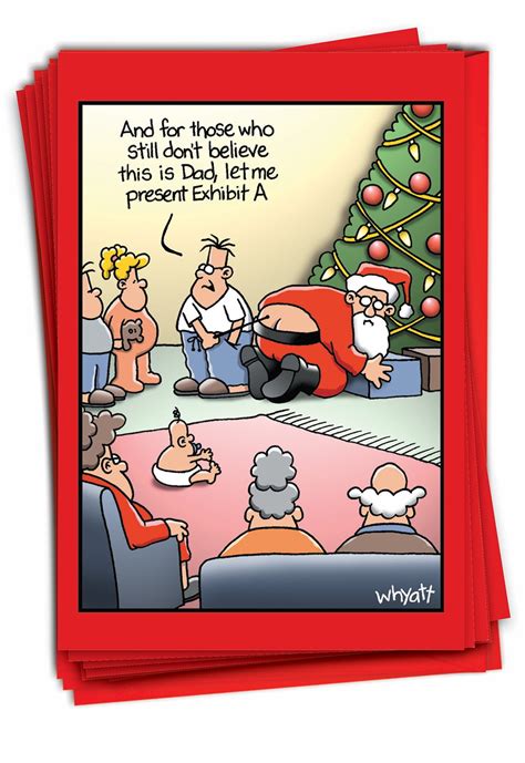 12 Funny Christmas Cards Pack (1 Design, 12 Cards) - Exhibit A Cartoon ...