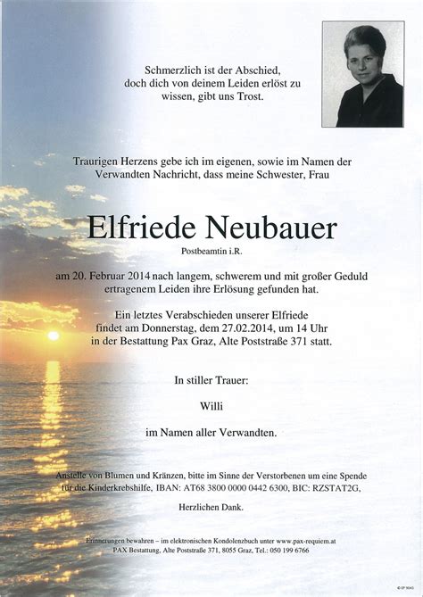 Parte für Elfriede Neubauer pax requiem