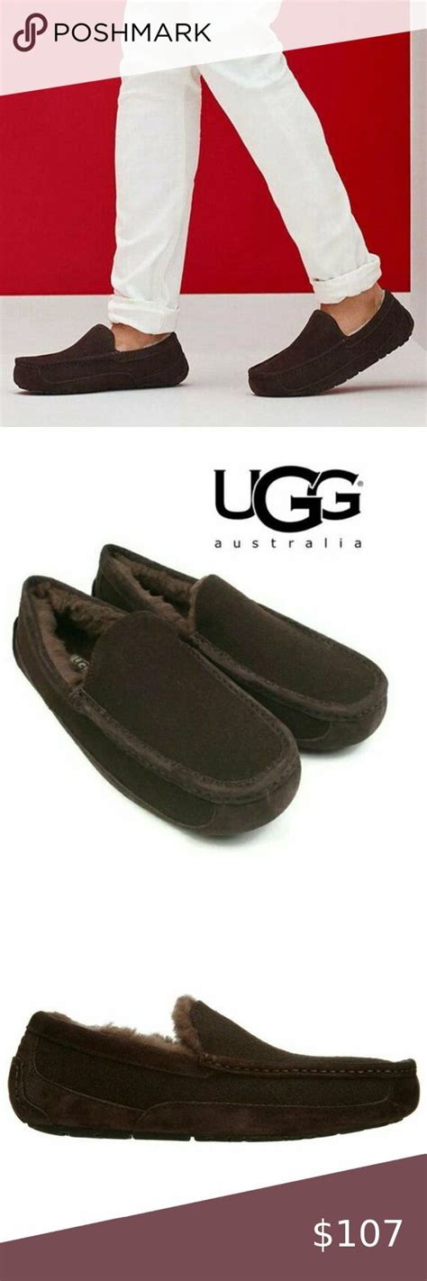 Ugg Ascot Mens Dakota Brown Suede Wool Lining Slip On Moccasin Slippers Size 9 In 2023 Ugg