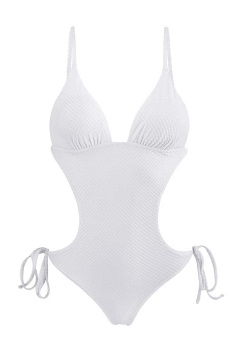 Wei Er Texturierter Scrunch Monokini Cloque Branco Trikini Bikini