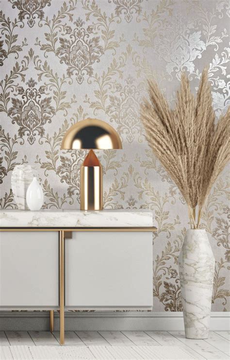 Non Woven Wallpaper 31571 Baroque Beige Gold Marburg