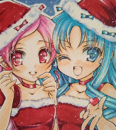 ハートキャッチプリキュア キュアマリンandキュアブロッサム クリスマス 同人手描きイラスト手描きイラスト｜売買されたオークション情報