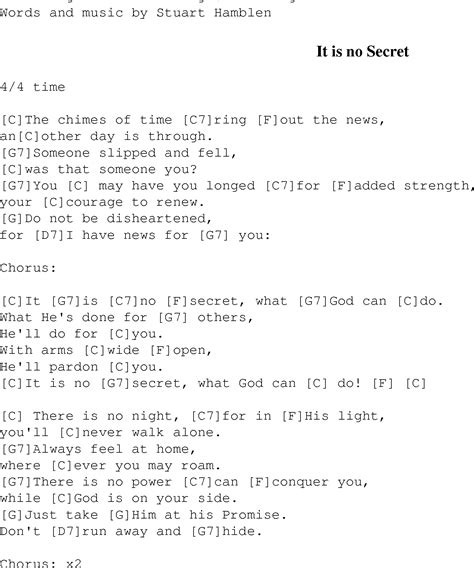 It Is No Secret Lyrics And Chords - LyricsWalls