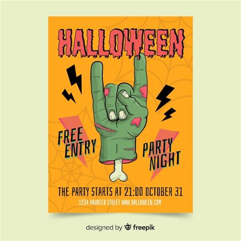 Handgezeichnete Halloween Party Plakat Vorlage Premium Vektor