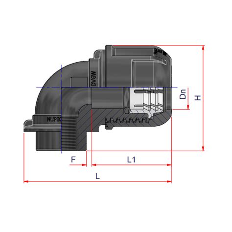 Gomito A 90 Gradi Filettato Femmina Diametro 40 1 1 4 Nupi 10KGF40114