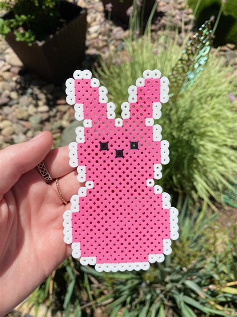 Pink Peep Marshmallow Perler Bead Sprite Peep, Marshmallow, Pink, Food ...