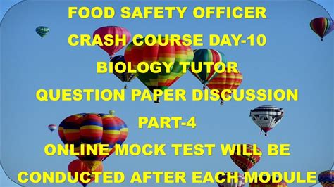 FOOD SAFETY OFFICER CRASH COURSE DAY 10 QUESTION PAPER DISCUSSION OF