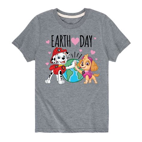 Paw Patrol Earth Day Heart Toddler And Youth Short Sleeve Graphic T