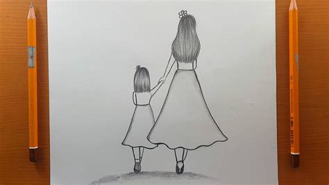 Come Disegnare Un Disegno Di Madre E Figlia Per Principianti Disegno