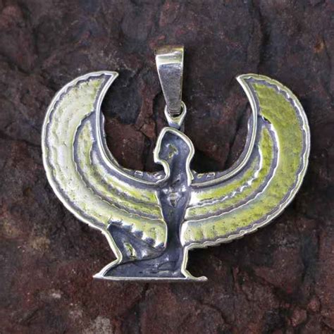 WINGED ISIS Egyptian Goddess Silver Pendant Drakkaria Pendants Silver