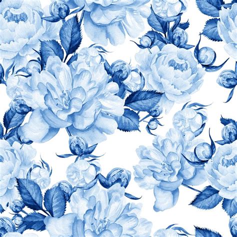 Blue Watercolor Peonies Wallpaper | Blue flower wallpaper, Watercolor peonies, Peony wallpaper