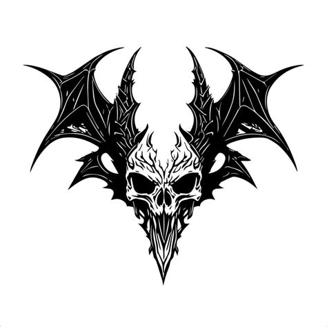 Skeletal Emblem Of A Horned Devil Head With Bat Wings 26403794 Vector