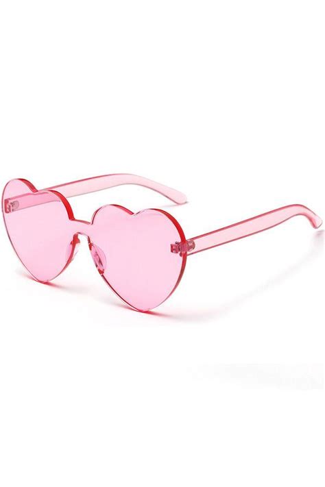 Pink Heart Shape Rimless Clear Sunglasses Clear Sunglasses Pink Sunglasses Heart Shaped