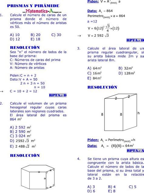 Prismas Y Pir Mide Ejercicios Desarrollados Paso A Paso