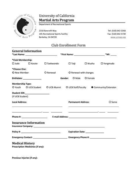 Martial Arts Contract Template Fill Online Printable Fillable