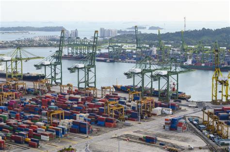 Aerial View of Container Cargo Ship in Port Stock Photo - Image of ...