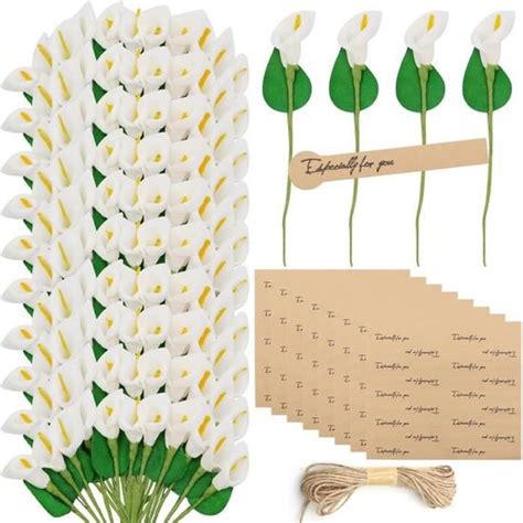 Lot De Petites Tiquettes Autocollantes En Faux Calla Avec Tige