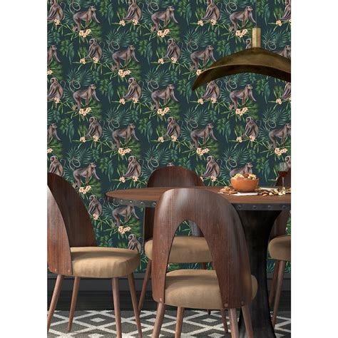 WLD53109W Morris Dark Blue Tropical Jungle Wallpaper By Ohpopsi Wild