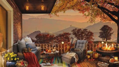 Cozy Fall Porch Ambience Autumn Mountain Ambience With Campfire