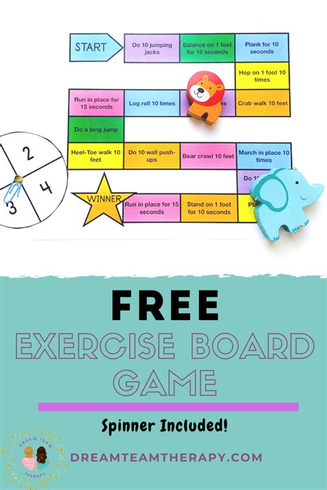 Free Exercise Board Game Printable Dream Team Therapy Occupational