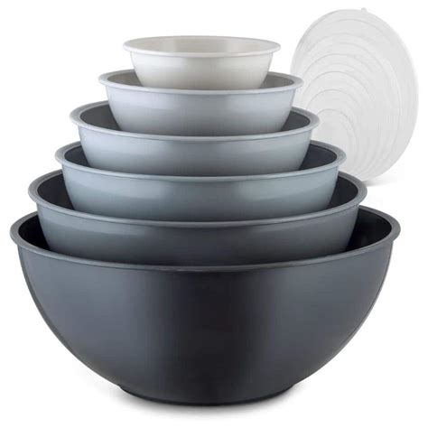 Zulay Kitchen Nesting Plastic Mixing Bowl Set With Prep Bowls And